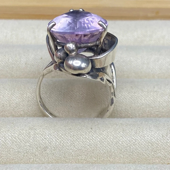 Sterling Silver Large Purple Sapphire Stone Statement Ring - Picture 17 of 17